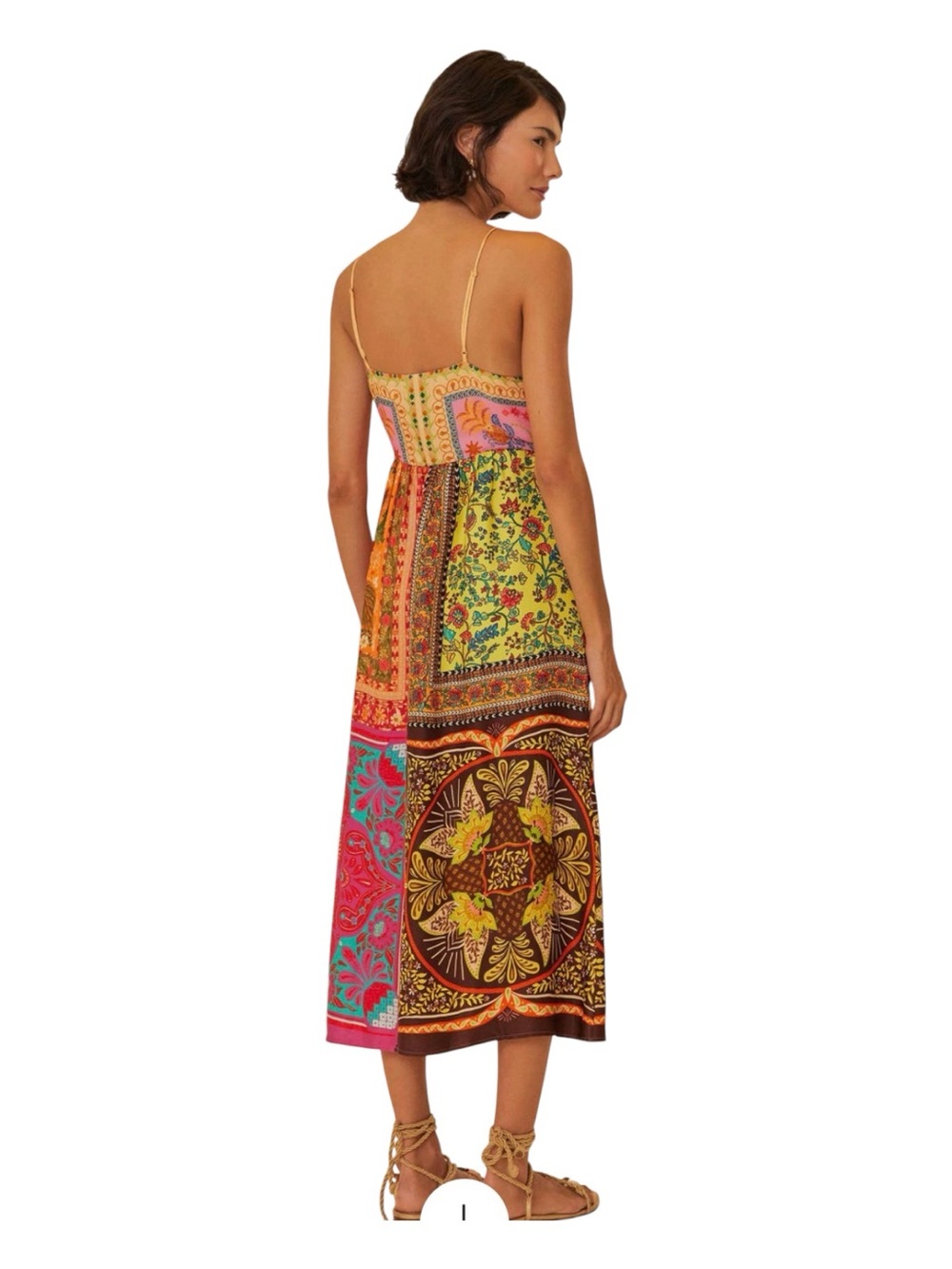 FARM RIO Mixed Scarves Multicolor Midi Dress - Picture 2 of 16